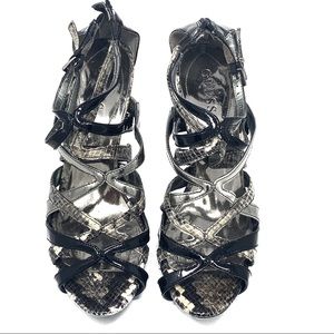 Guess Women Patent Leather Snake Skin Print Heels